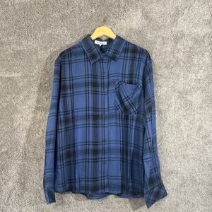 WeWoreWhat Boyfriend Shirt Women's Small Blue Plaid Button-Up Long Sleeve Top